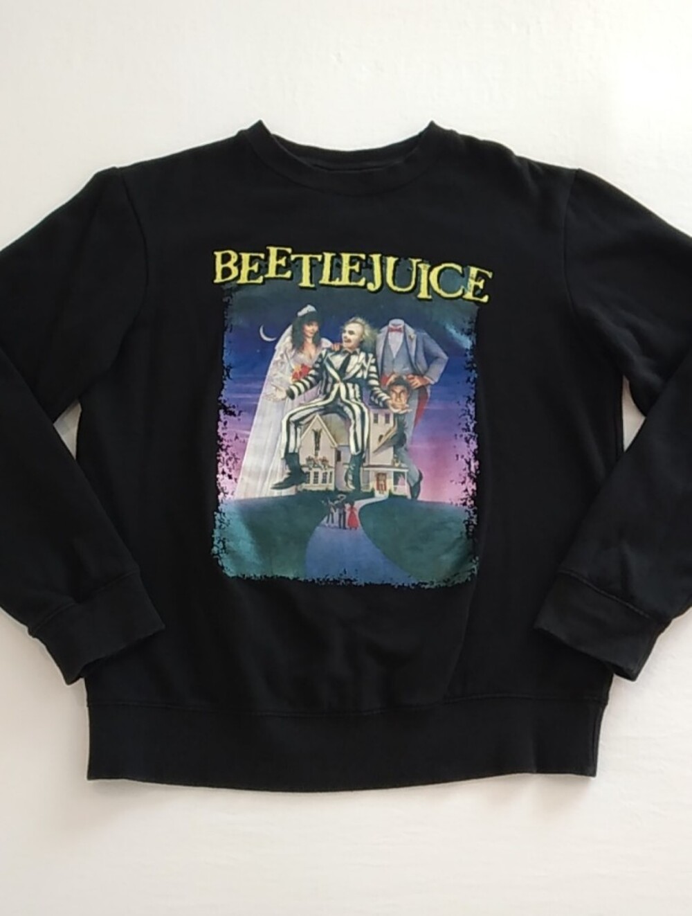 Vintage Tim Burton Beetlejuice Graphic Women's Crewneck Sweater Medium Halloween